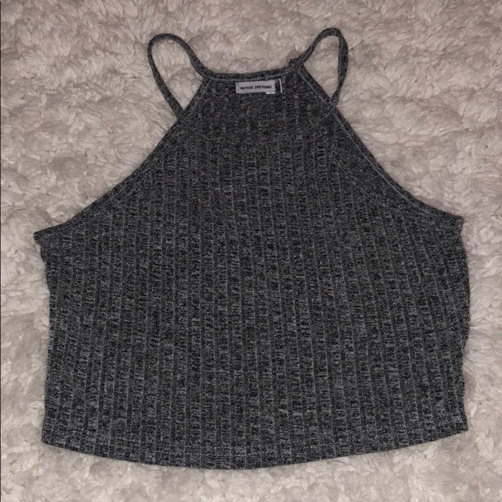 Gray Halter Crop Top